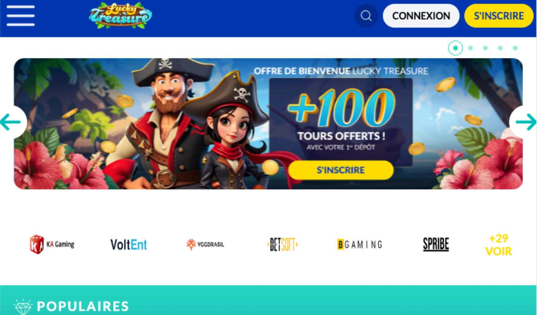 Rendez-vous sur le site Web Lucky Treasure Casino France